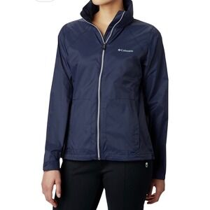 Columbia Switchback III Rain Jacket Navy Blue Windbreaker Hooded Size 1X Womens‎